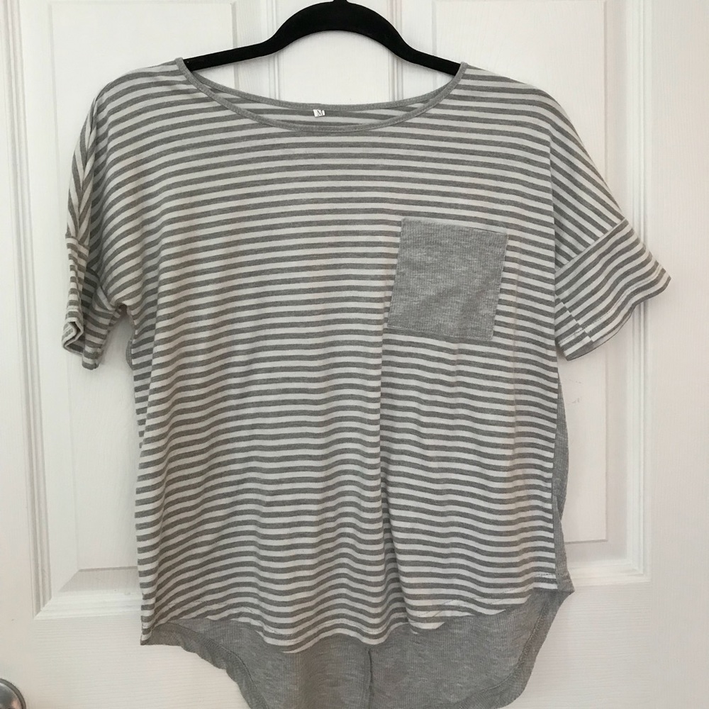 Striped Gray and White Tee